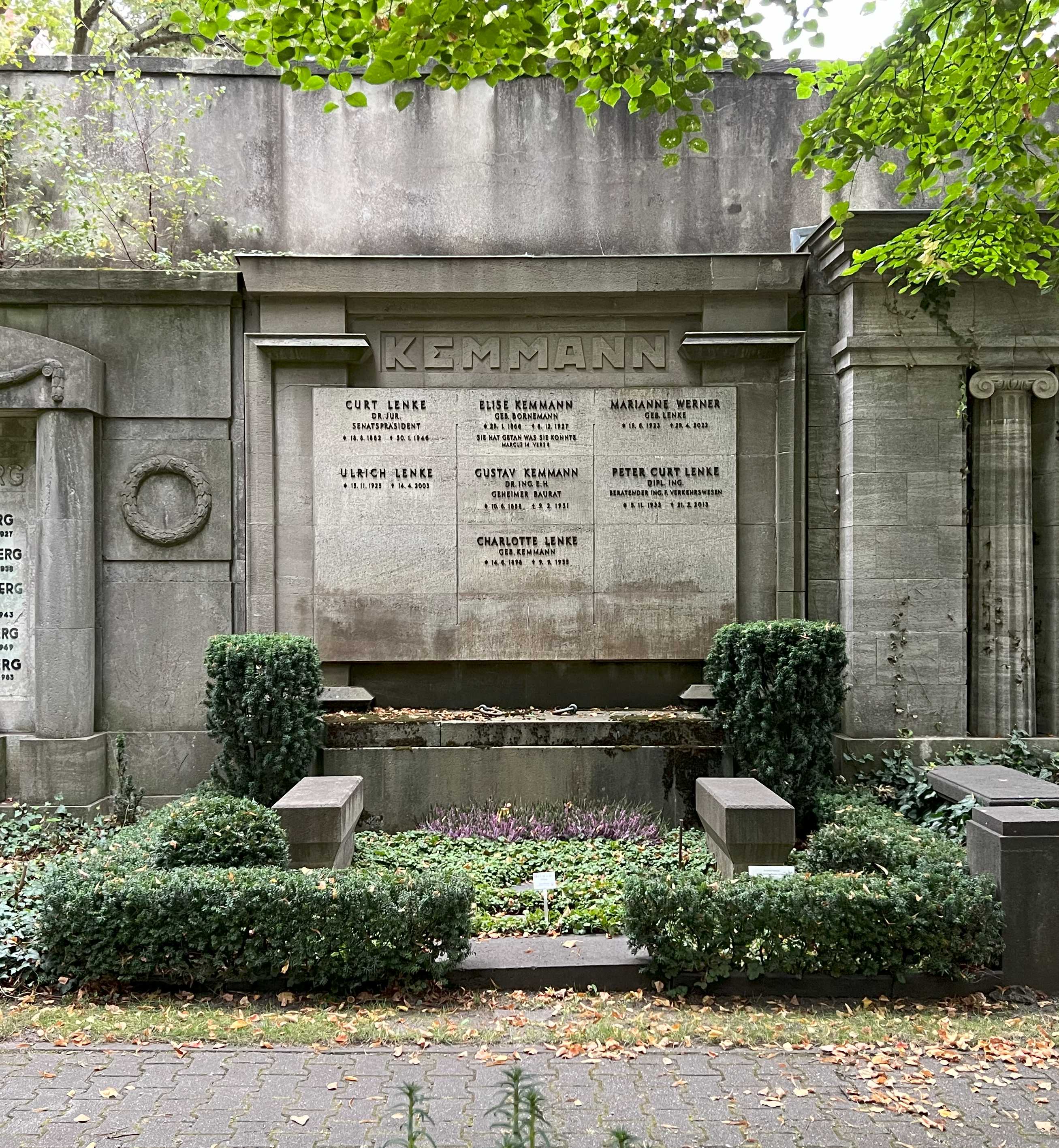 Grabstein Curt Lenke, Friedhof Wilmersdorf, Berlin