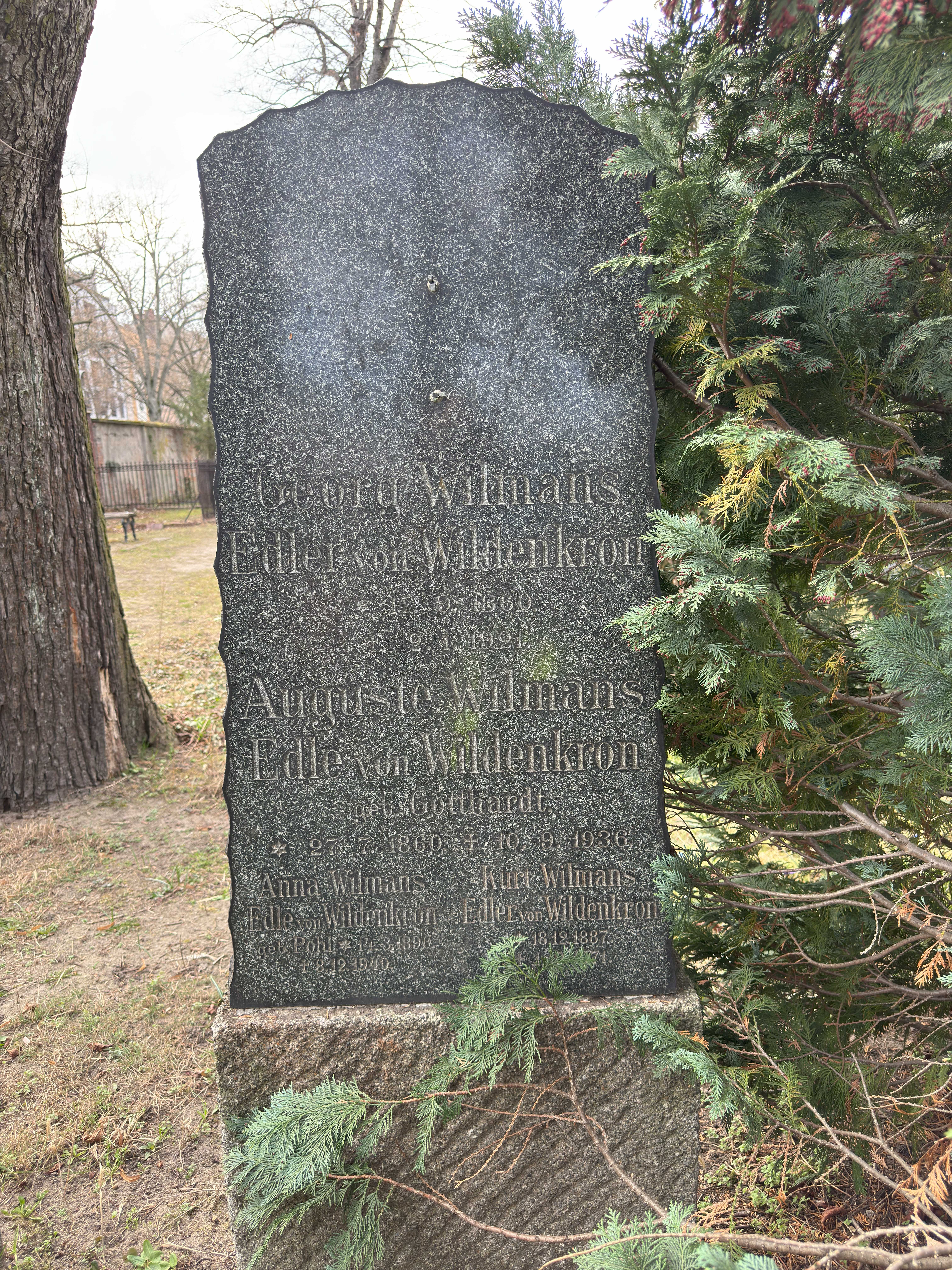 Grabstein Kurt Wilmans Edler von Wildenkron, Friedhof III der Jerusalems- und Neuen Kirchengemeinde, Berlin-Kreuzberg, Deutschland