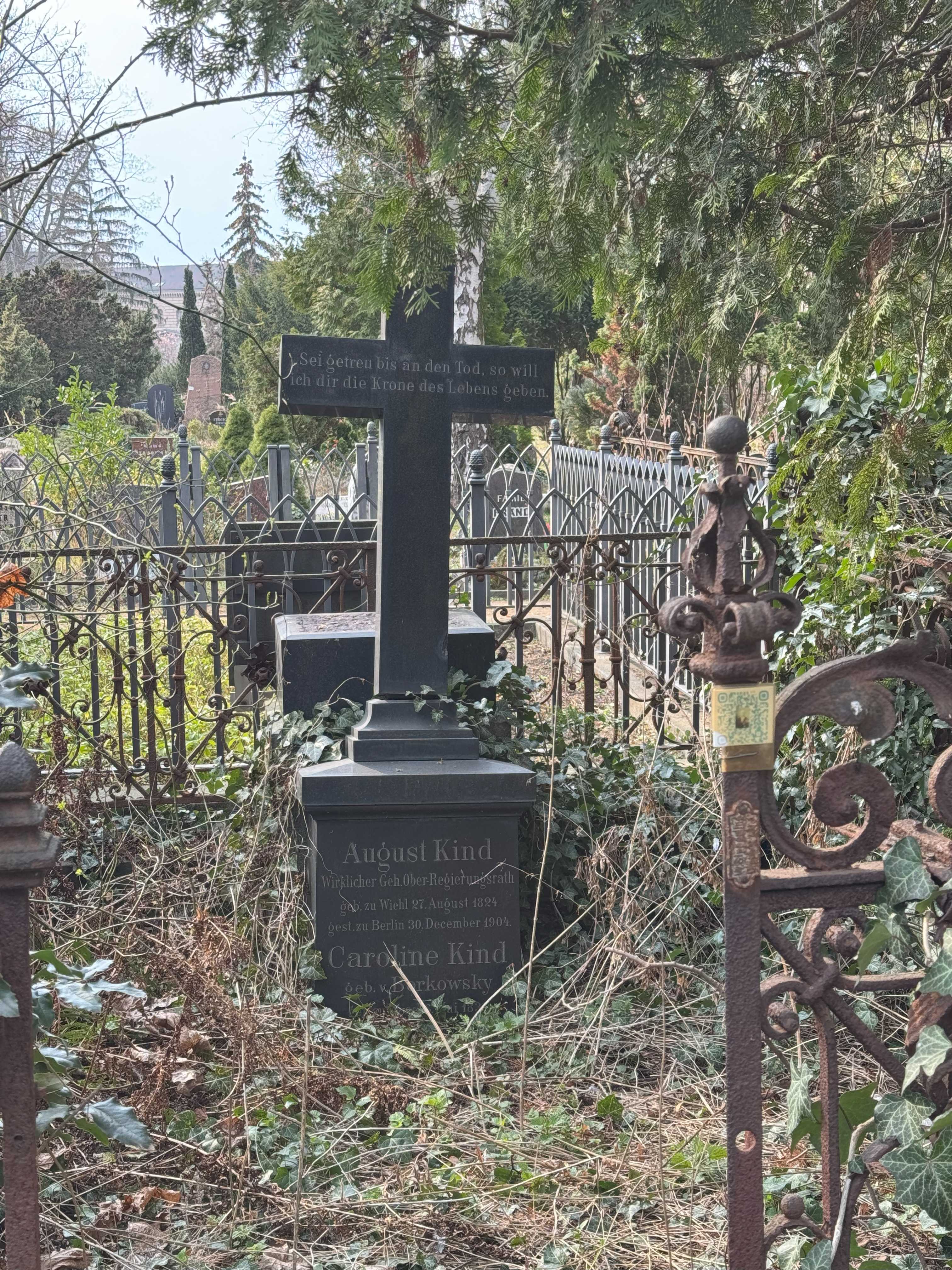 Grabstein Caroline Kind, geb. von Borkowsky, Friedhof III der Jerusalems- und Neuen Kirchengemeinde, Berlin-Kreuzberg, Deutschland