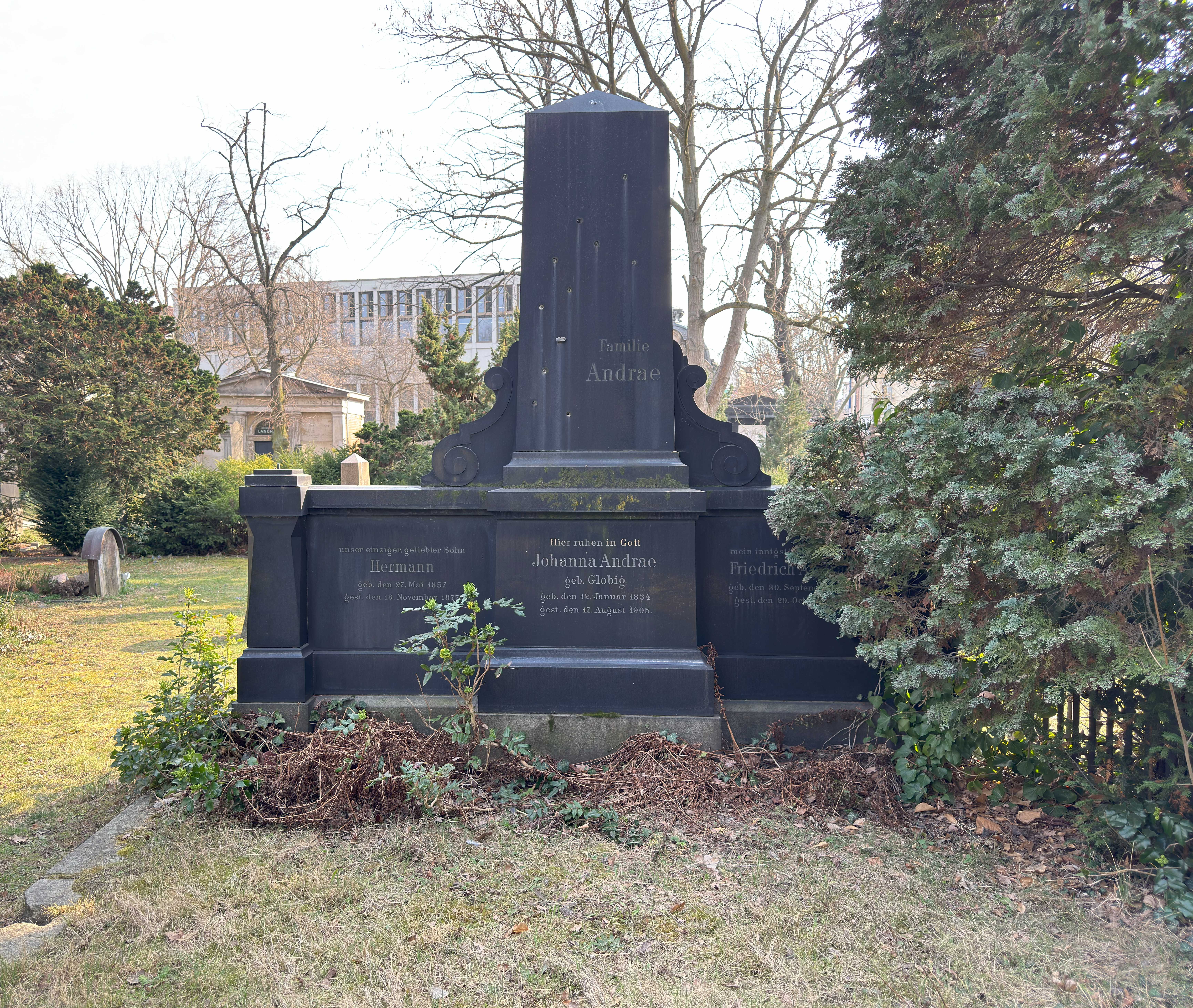 Grabstein Friedrich Andrae, Friedhof III der Jerusalems- und Neuen Kirchengemeinde, Berlin-Kreuzberg, Deutschland