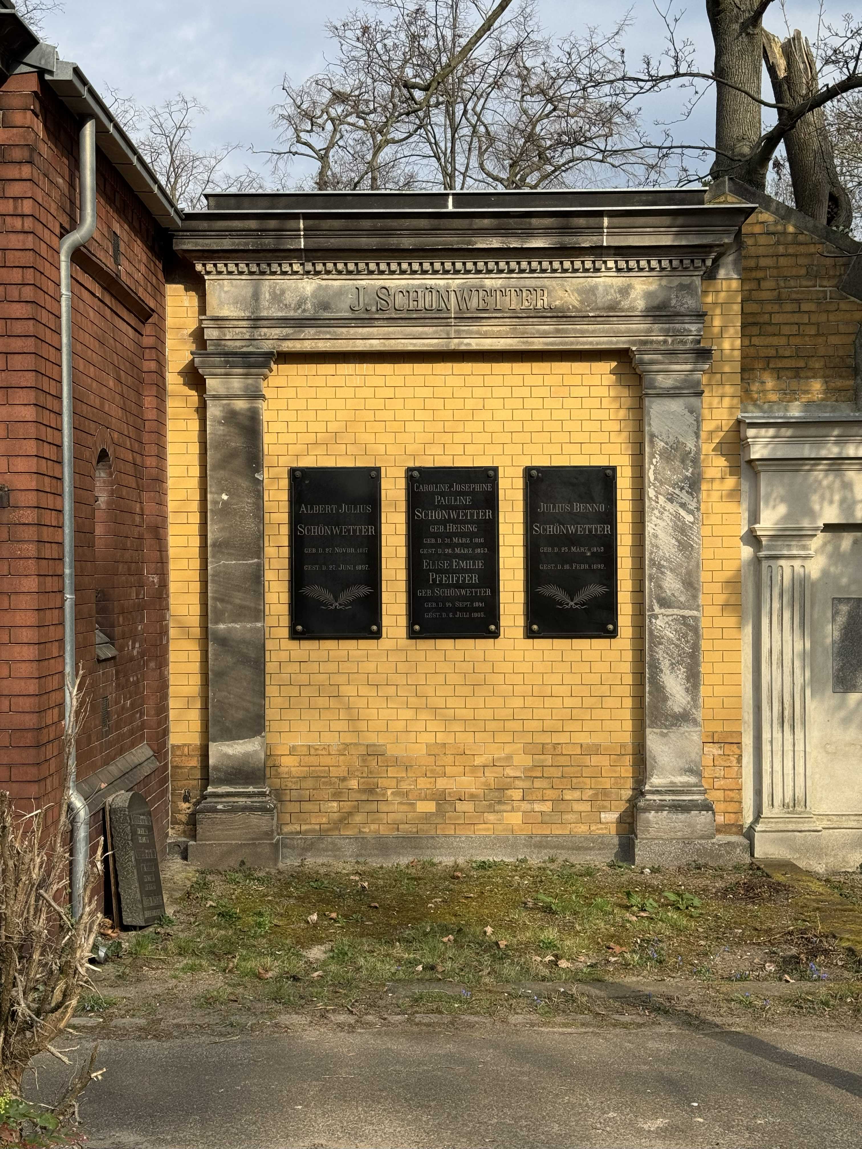 Grabstein Elise Emilie Pfeiffer, geb. Schönwetter, Friedhof III der Jerusalems- und Neuen Kirchengemeinde, Berlin-Kreuzberg, Deutschland