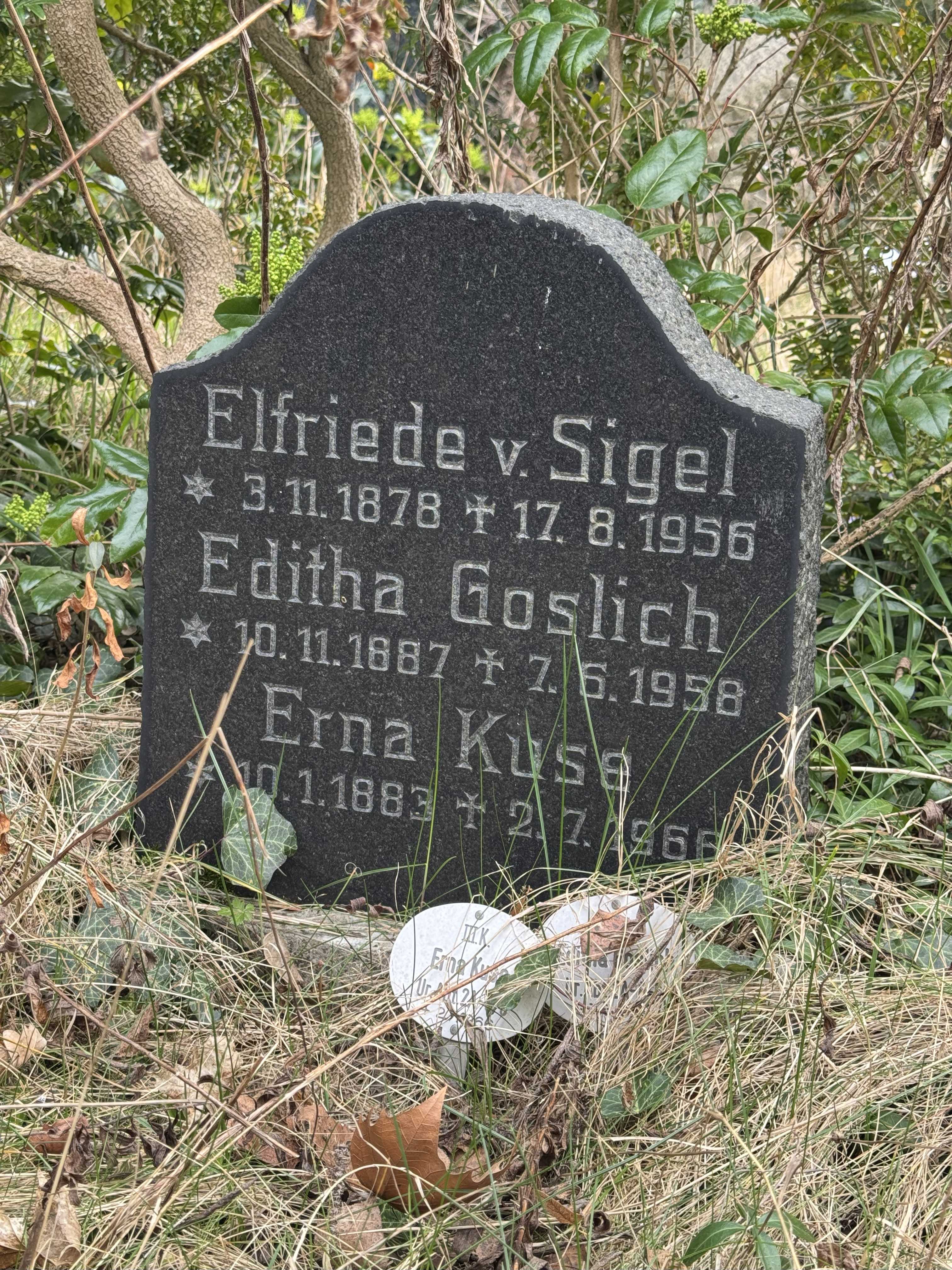 Grabstein Elfriede von Sigel, Friedhof III der Jerusalems- und Neuen Kirchengemeinde, Berlin-Kreuzberg, Deutschland