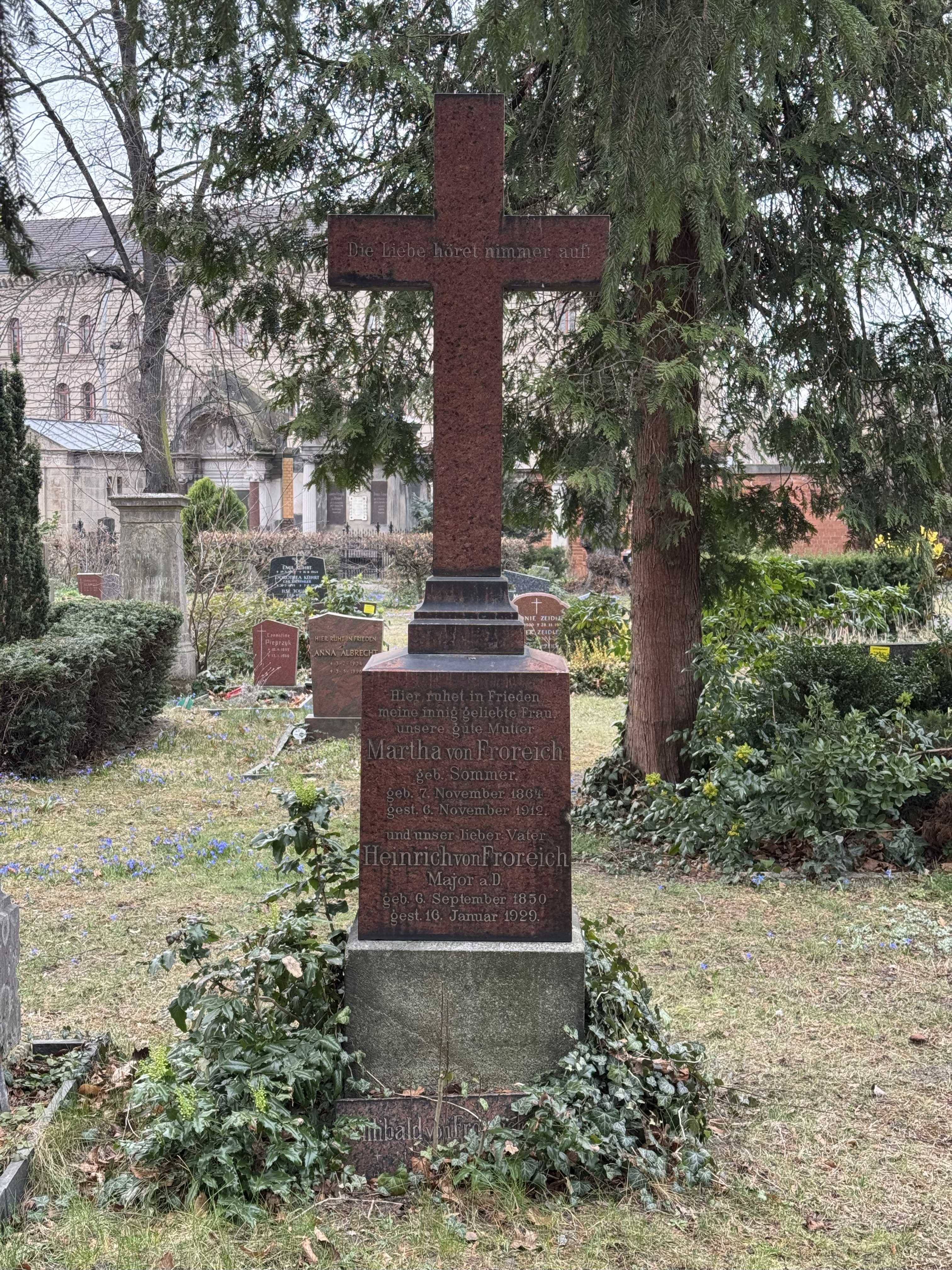 Grabstein Martha von Froreich, geb. Sommer, Friedhof III der Jerusalems- und Neuen Kirchengemeinde, Berlin-Kreuzberg, Deutschland