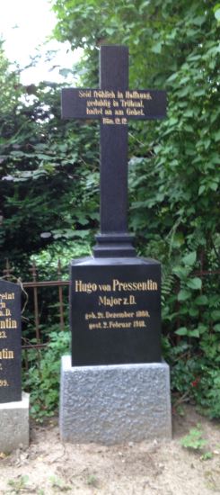 Grabstein Hugo von Pressentin, Friedhof Bornstedt, Brandenburg