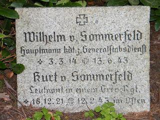 Kurt von Sommerfeld, Grabstein auf dem Parkfriedhof Lichterfelde, Thuner Platz, Berlin-Lichterfelde