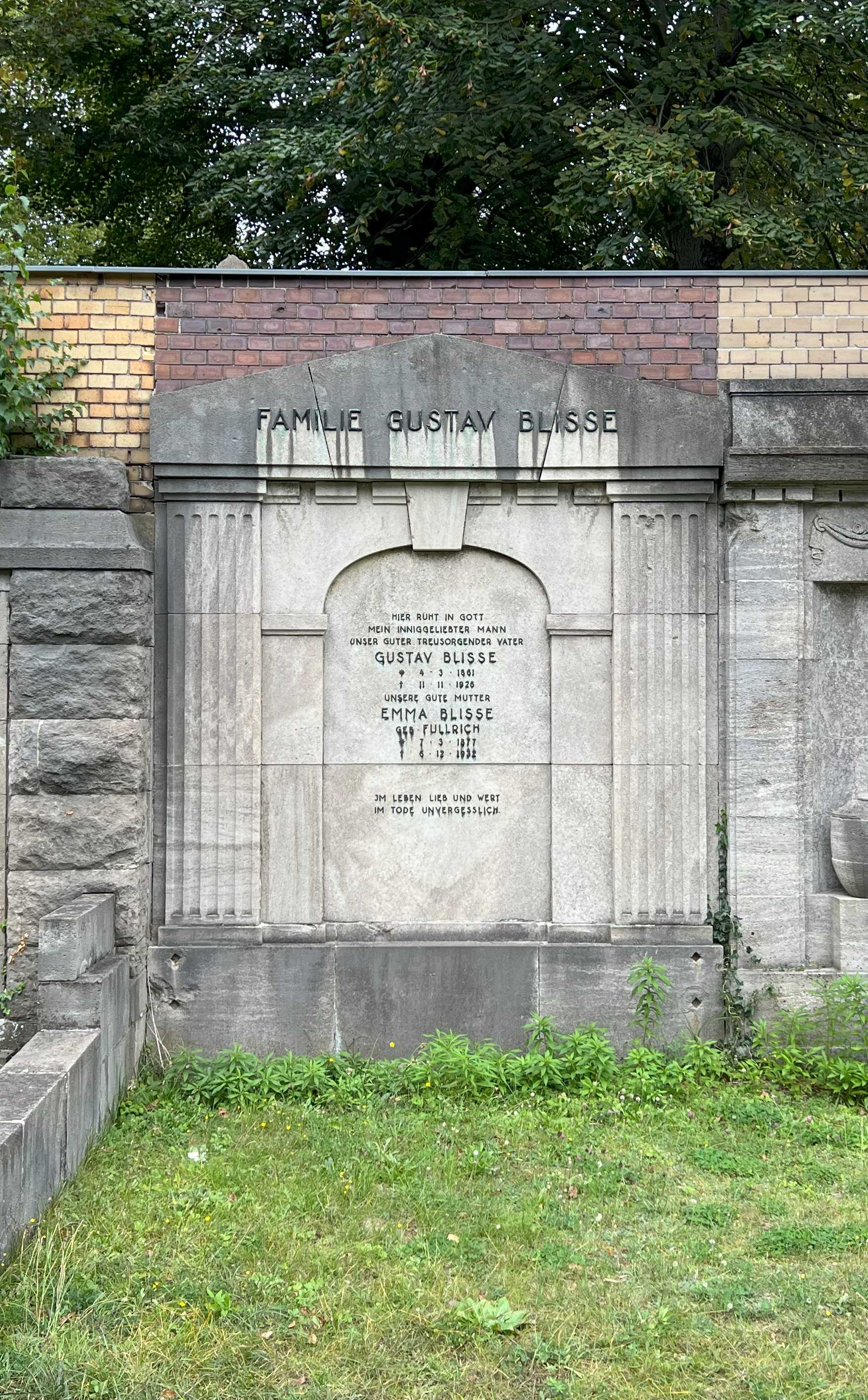 Grabstein Emma Blisse, geb. Fullrich, Friedhof Wilmersdorf, Berlin